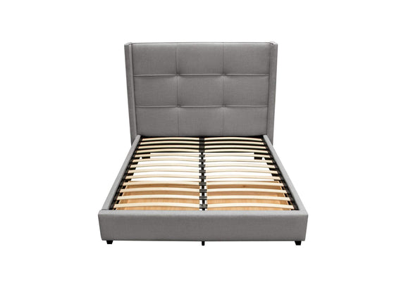 BEVERLYGRQUBED Beverly Queen Bed With Integrated Footboard Storage Unit & Accent Wings In Grey Fabric By Diamond Sofa