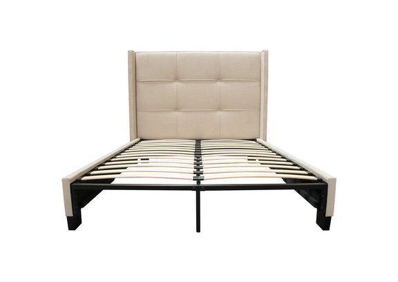 BEVERLYSDQUBED Beverly Queen Bed With Integrated Footboard Storage Unit & Accent Wings In Sand Fabric By Diamond Sofa