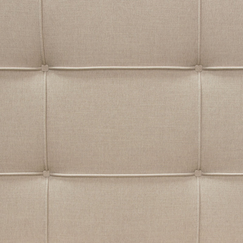 Beverly Queen Bed with Integrated Footboard Storage Unit & Accent Wings in Sand Fabric