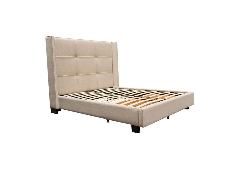 BEVERLYSDQUBED Beverly Queen Bed With Integrated Footboard Storage Unit & Accent Wings In Sand Fabric By Diamond Sofa