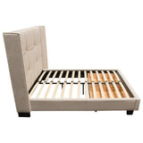 Beverly Queen Bed with Integrated Footboard Storage Unit & Accent Wings in Sand Fabric