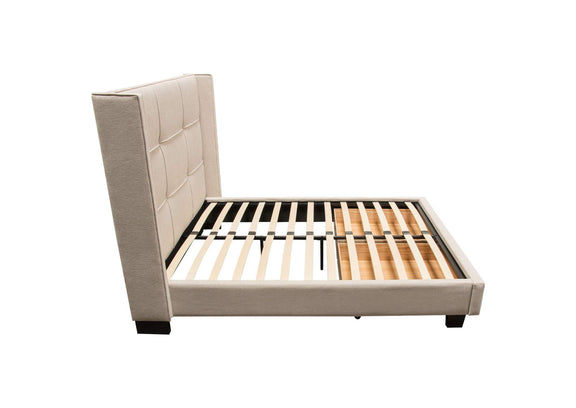 BEVERLYSDQUBED Beverly Queen Bed With Integrated Footboard Storage Unit & Accent Wings In Sand Fabric By Diamond Sofa