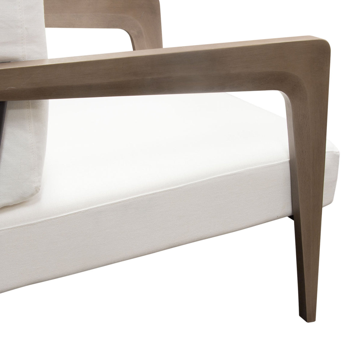 Blair Accent Chair in White Fabric with Curved Wood Leg