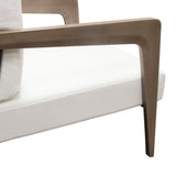Blair Accent Chair in White Fabric with Curved Wood Leg