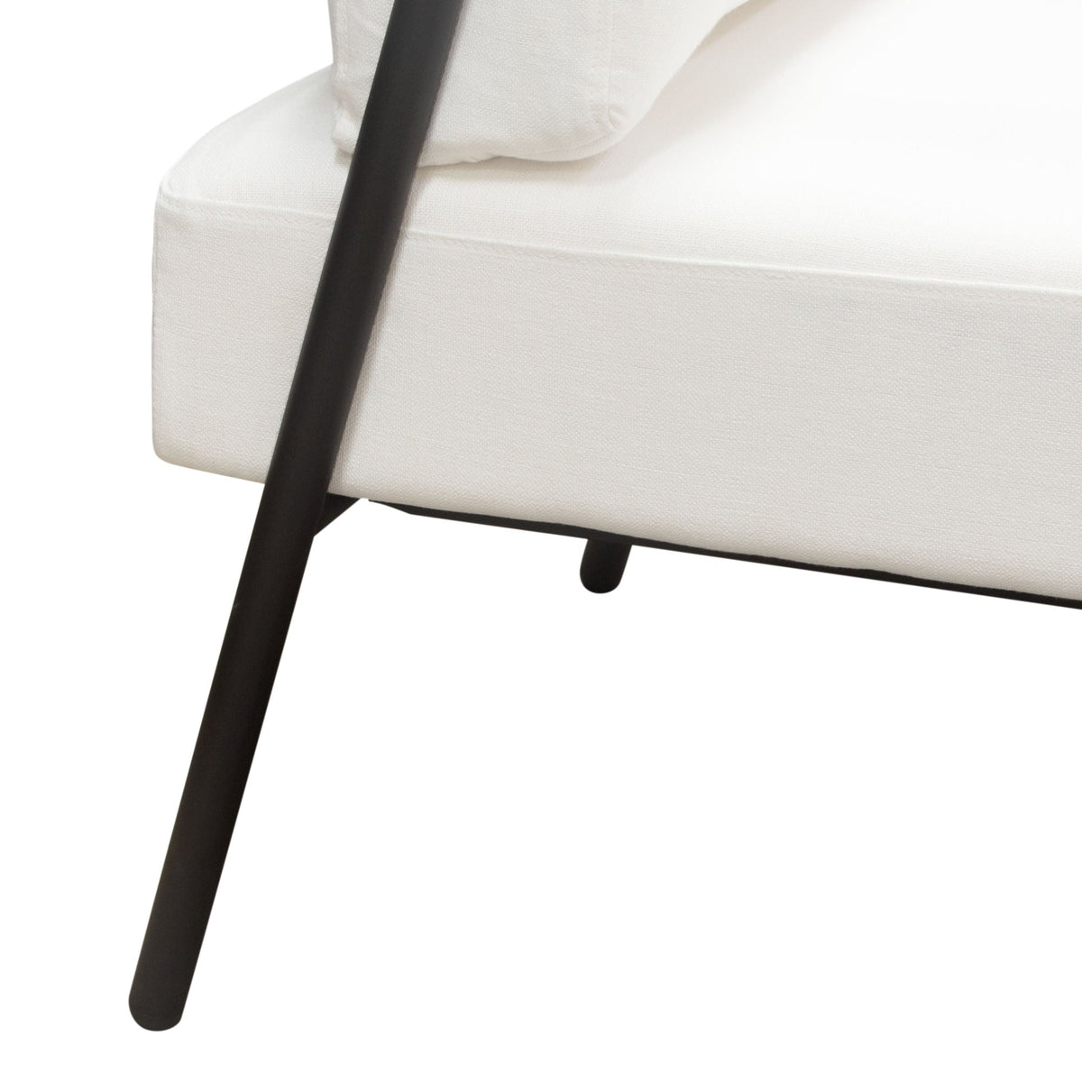 Blair Accent Chair in White Fabric with Curved Wood Leg