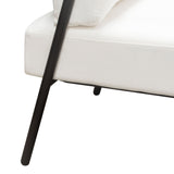 Blair Accent Chair in White Fabric with Curved Wood Leg