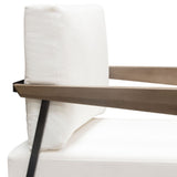 Blair Accent Chair in White Fabric with Curved Wood Leg