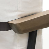 Blair Accent Chair in White Fabric with Curved Wood Leg