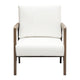 Blair Accent Chair in White Fabric with Curved Wood Leg