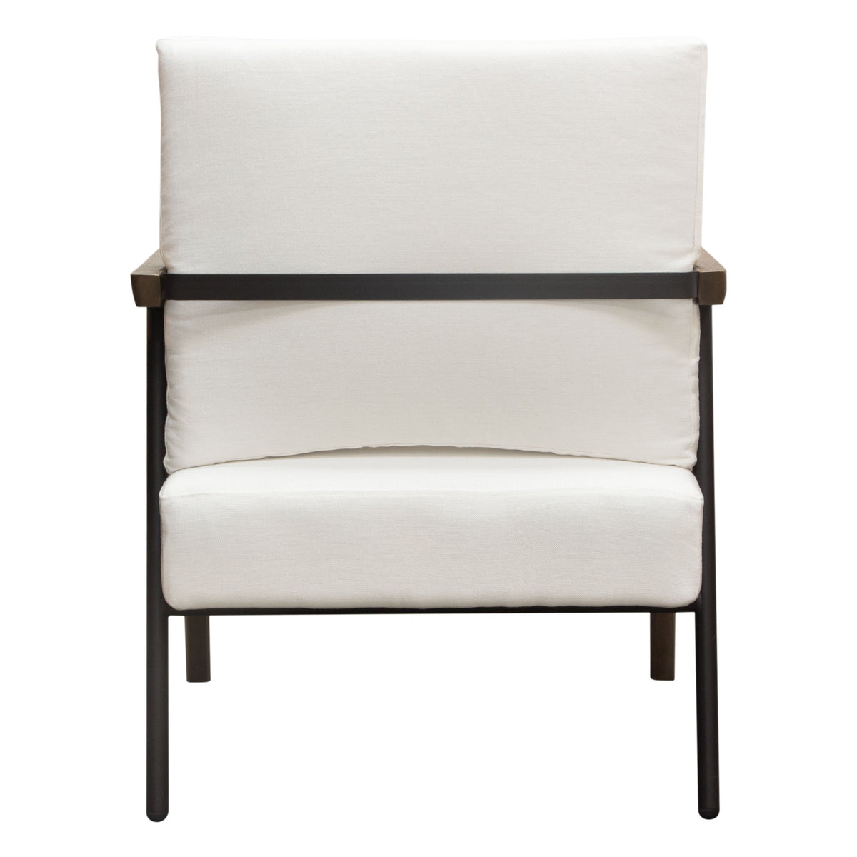 Blair Accent Chair in White Fabric with Curved Wood Leg
