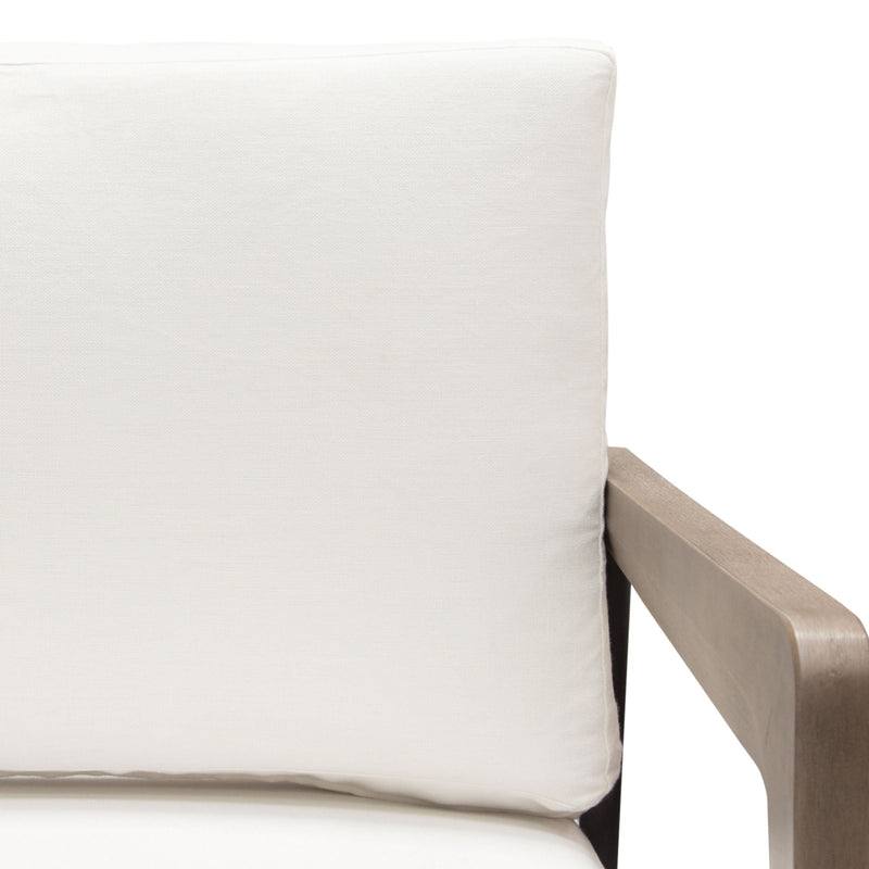 Blair Accent Chair in White Fabric with Curved Wood Leg