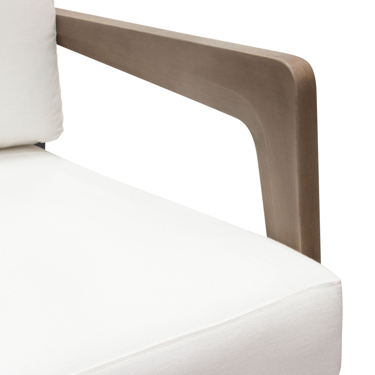 Blair Accent Chair in White Fabric with Curved Wood Leg