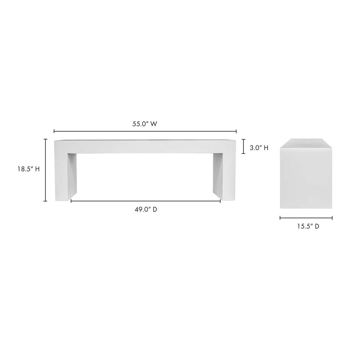 BQ-1005-18 Lazarus Outdoor Bench White