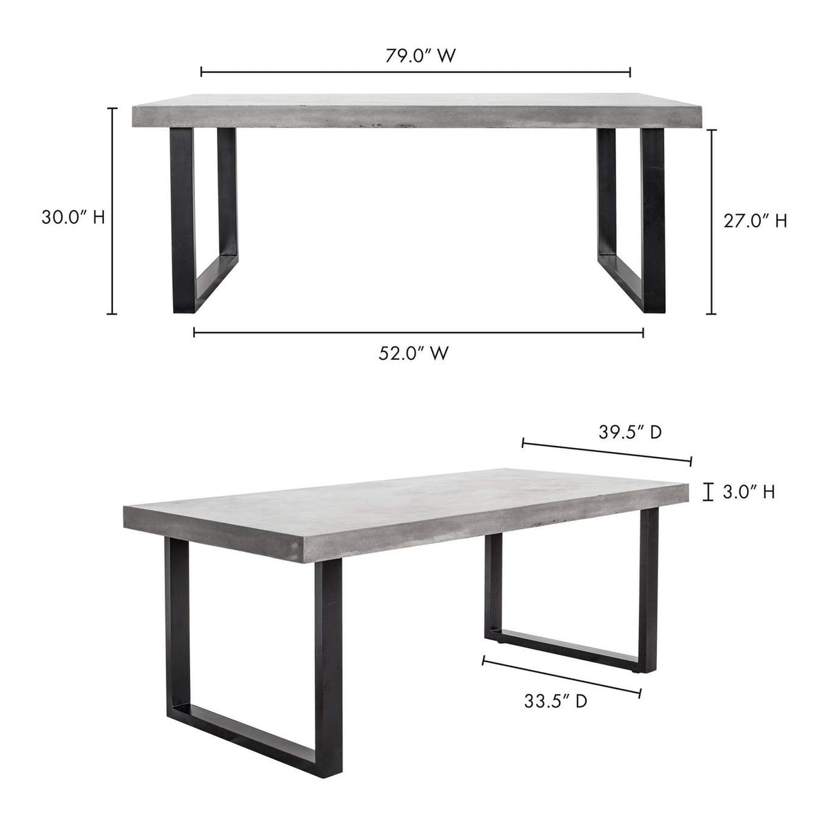 BQ-1018-25-0 Jedrik Outdoor Dining Table Large Grey