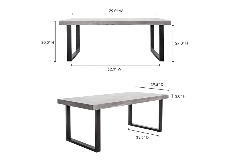 BQ-1018-25-0 Jedrik Outdoor Dining Table Large Grey