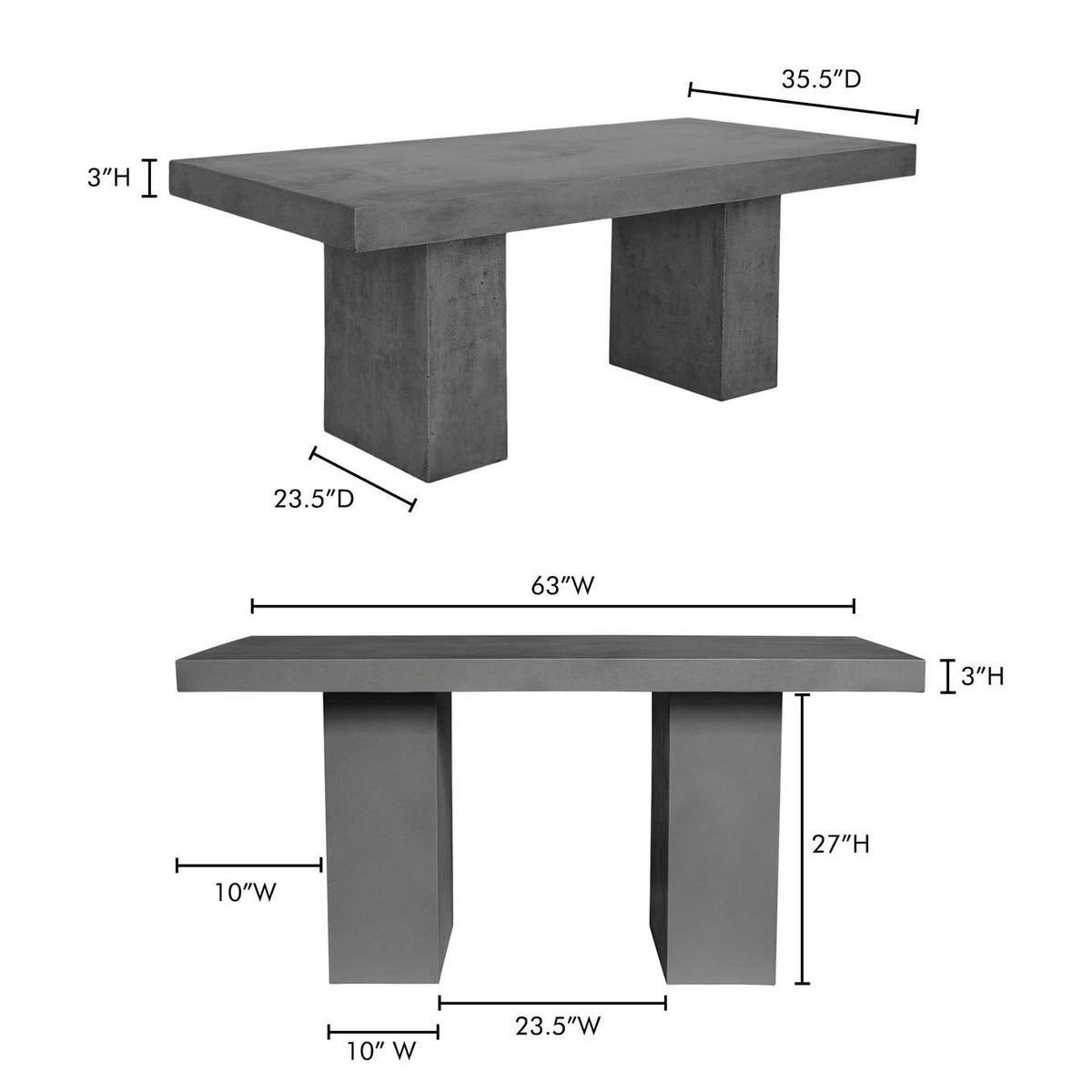 BQ-1021-25-0 Aurelius 2 Outdoor Dining Table Grey