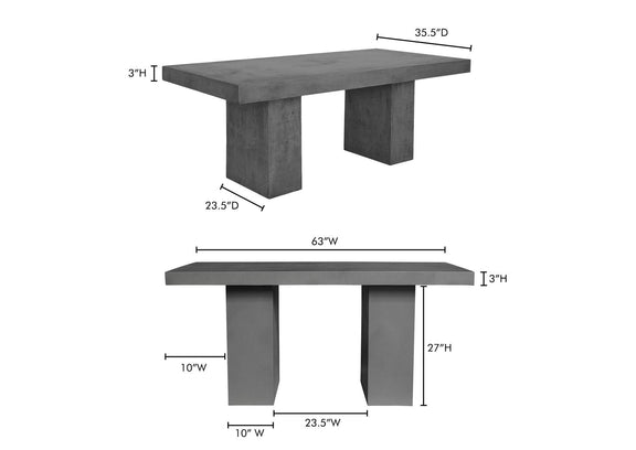 BQ-1021-25-0 Aurelius 2 Outdoor Dining Table Grey