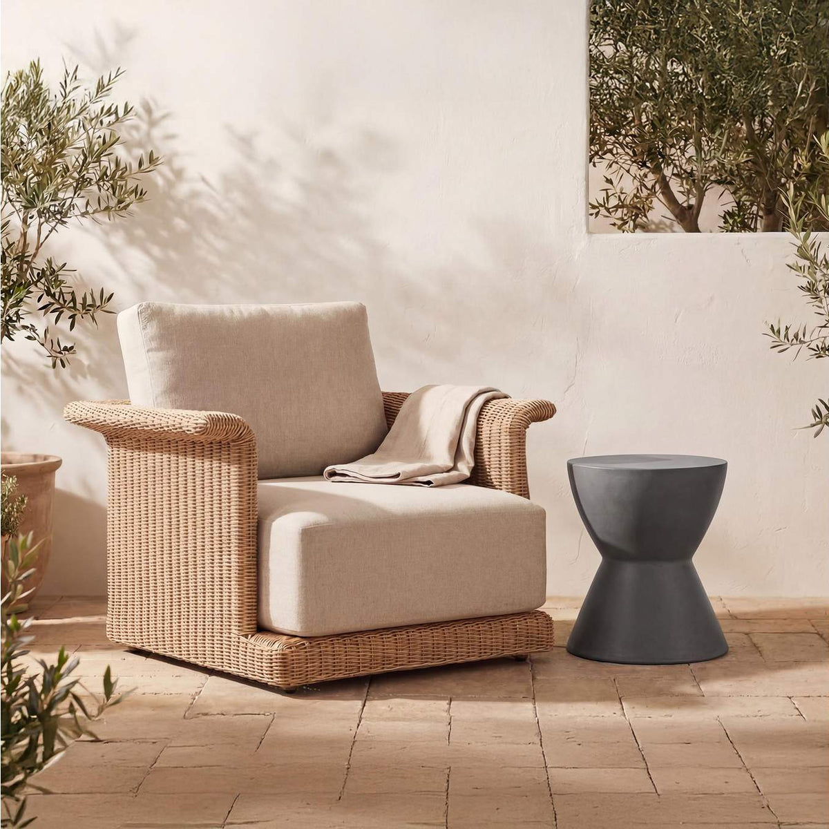 BQ-1022-25 Hourglass Outdoor Stool Grey