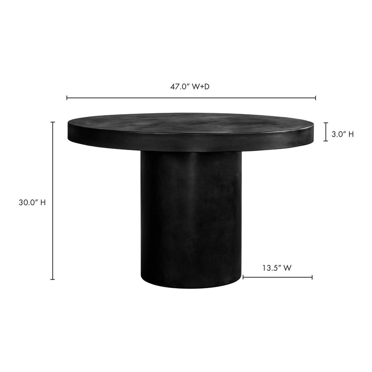 BQ-1057-02-0 Cassius Round Outdoor Dining Table Black