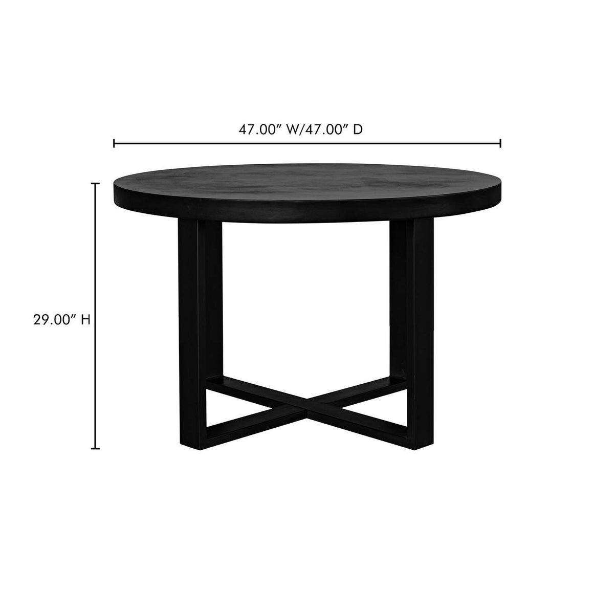 BQ-1065-02-0 Jedrik Round Outdoor Dining Table Black