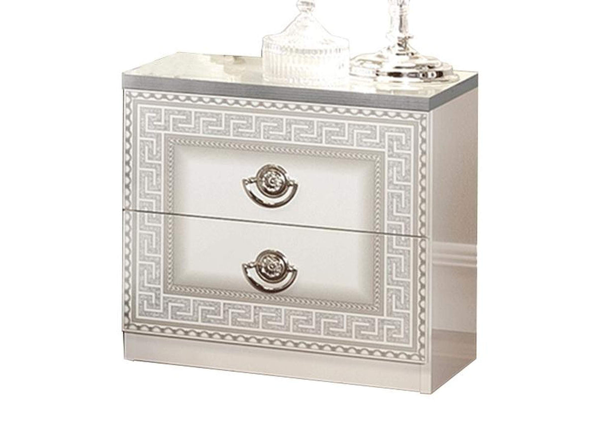 i26126 Aida White-Silver Nightstand