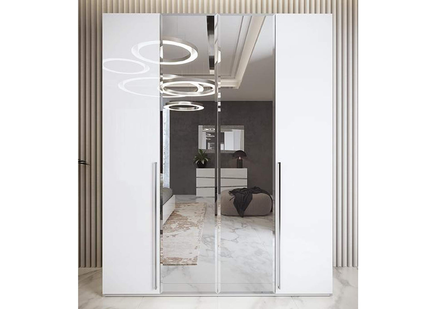 i42346 Dama Bianca -Onda 4 Door Wardrobe White