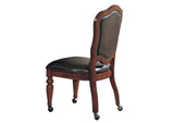 CR-87148-10-2 Sunset Trading Bellagio Gaming and Dining Chair | Distressed Brown Cherry Wood | Nailheads |Casters |Set of 2