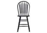 DLU-B824-AB-2 Sunset Trading Selections Arrowback 24" Barstool | Distressed Black Solid Wood Counter Height Stool | Set of 2
