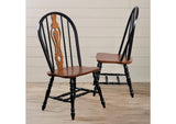 DLU-124-S-BCH-2 Sunset Trading Keyhole Dining Chair | Antique Black with Cherry Seat | Set of 2