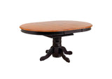 DLU-TBX4866-BCH Sunset Trading Pedestal Dining Table | Antique Black with Cherry Butterfly Top