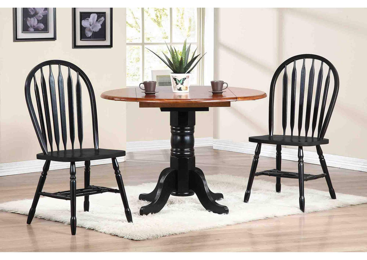 DLU-820-AB-2 Sunset Trading Arrowback Dining Chair | Antique Black | Set of 2