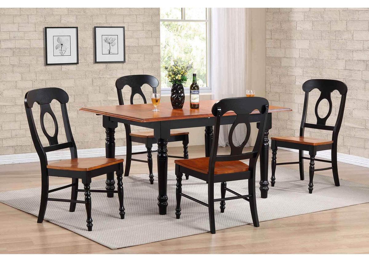 DLU-C50-BCH-2 Sunset Trading Napoleon Dining Chair | Antique Black and Cherry | Set of 2