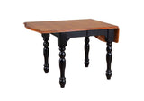 DLU-TDX3472-BCH Sunset Trading Drop Leaf Extendable Dining Table | Antique Black with Cherry Finish Top