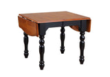 DLU-TDX3472-BCH Sunset Trading Drop Leaf Extendable Dining Table | Antique Black with Cherry Finish Top