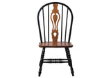 DLU-124-S-BCH-2 Sunset Trading Keyhole Dining Chair | Antique Black with Cherry Seat | Set of 2