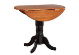 DLU-TPD4242CB-BCH Sunset Trading Round Drop Leaf Pub Table | Antique Black with Cherry Finish Top