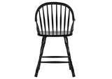 DLU-B3024A-AB-2 Sunset Trading 24" Counter Height Windsor Arm Stool | Antique Black | Set of 2