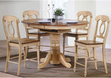 DLU-BR4260CB-B50-PW5PC Sunset Trading 5 Piece Brook Round or Oval Butterfuly Leaf Pub Table Set | Napoleon Stools