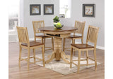 DLU-BR4260CB-B60-PW5PC Sunset Trading 5 Piece Brook Round or Oval Butterfly Leaf Pub Table Set | Slat Back Stools