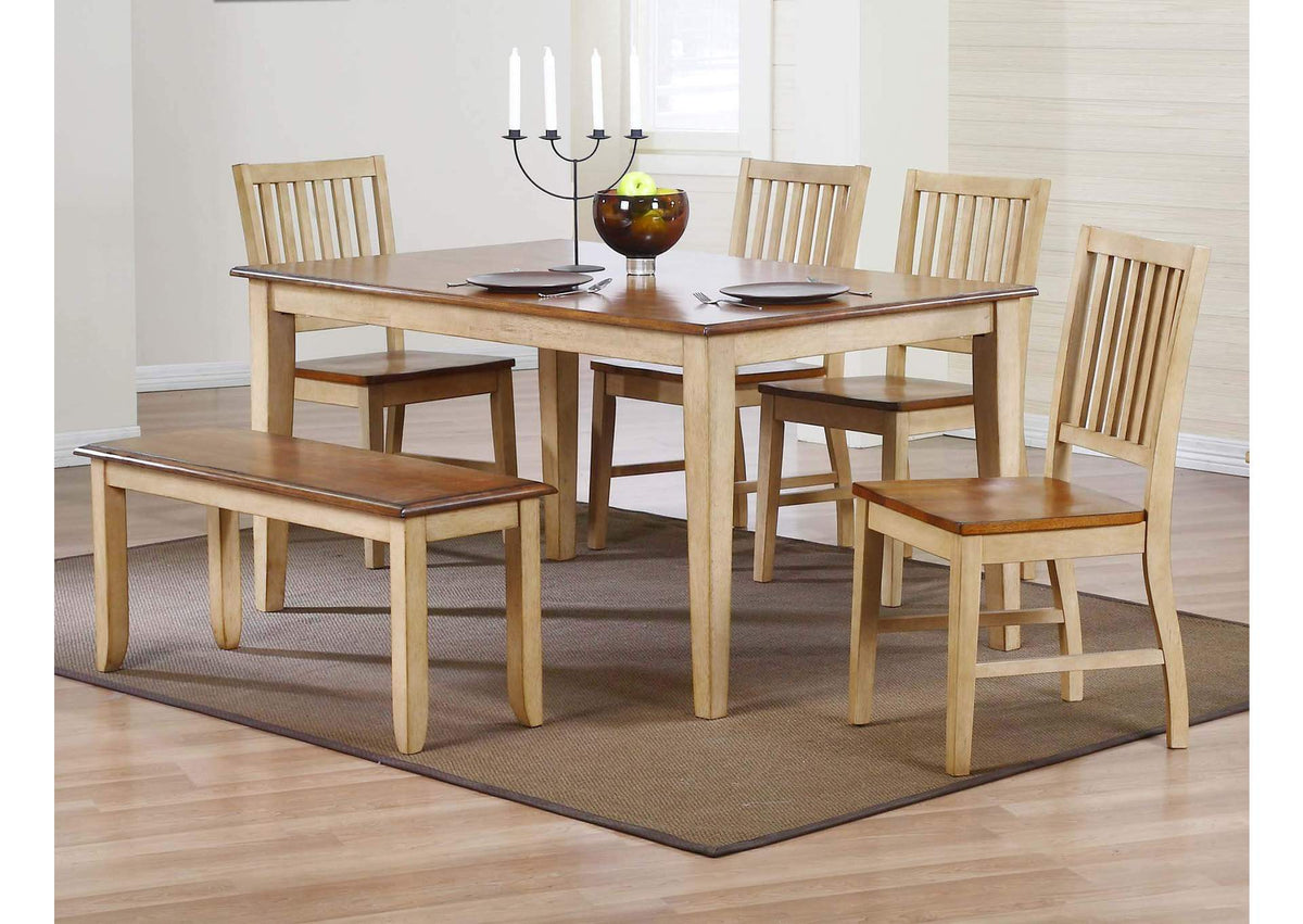 DLU-BR3660-C60-BNPW6PC Sunset Trading 6 Piece Brook Rectangular Dining Set with Bench