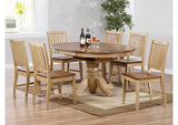 DLU-BR4260-C60-PW7PC Sunset Trading 7 Piece Brook Round or Oval Butterfly Leaf Dining Set | Slat Back Chairs