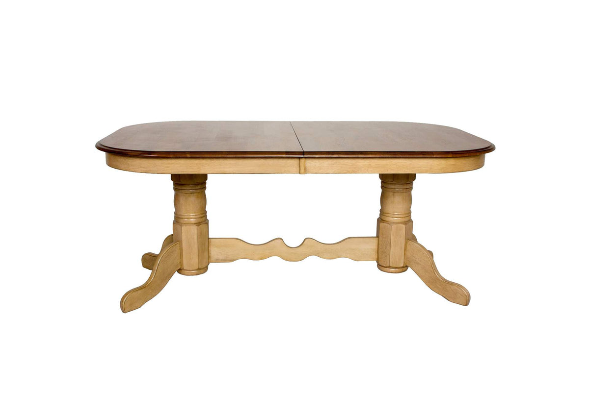 DLU-BR4296-PW Sunset Trading Brook Double Pedestal Extendable Dining Table