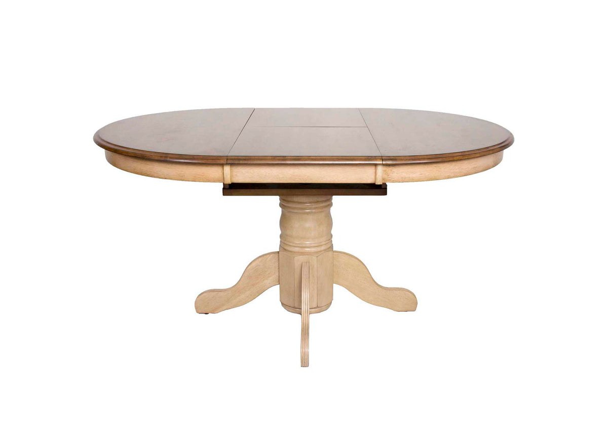 DLU-BR4260-PW Sunset Trading Brook Round or Oval Extendable Dining Table