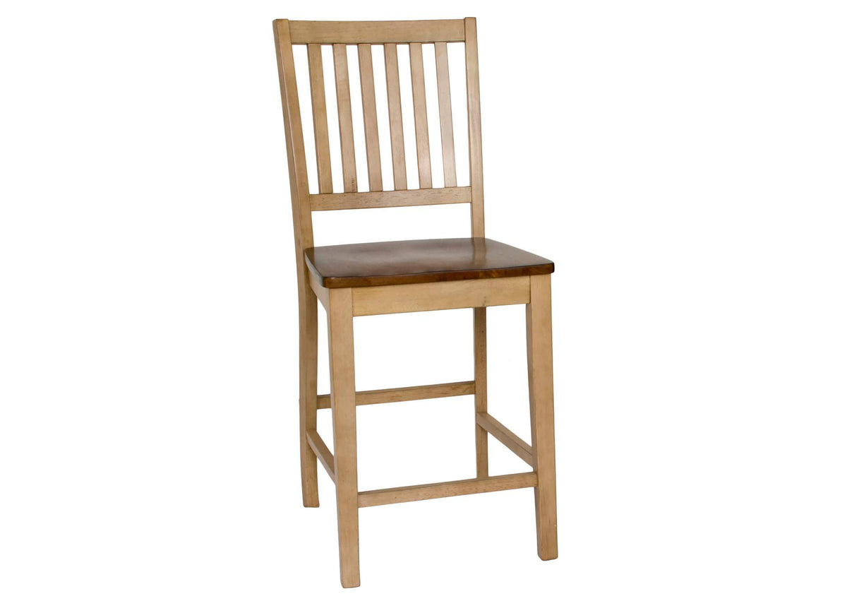 DLU-BR4260CB-B60-PW5PC Sunset Trading 5 Piece Brook Round or Oval Butterfly Leaf Pub Table Set | Slat Back Stools