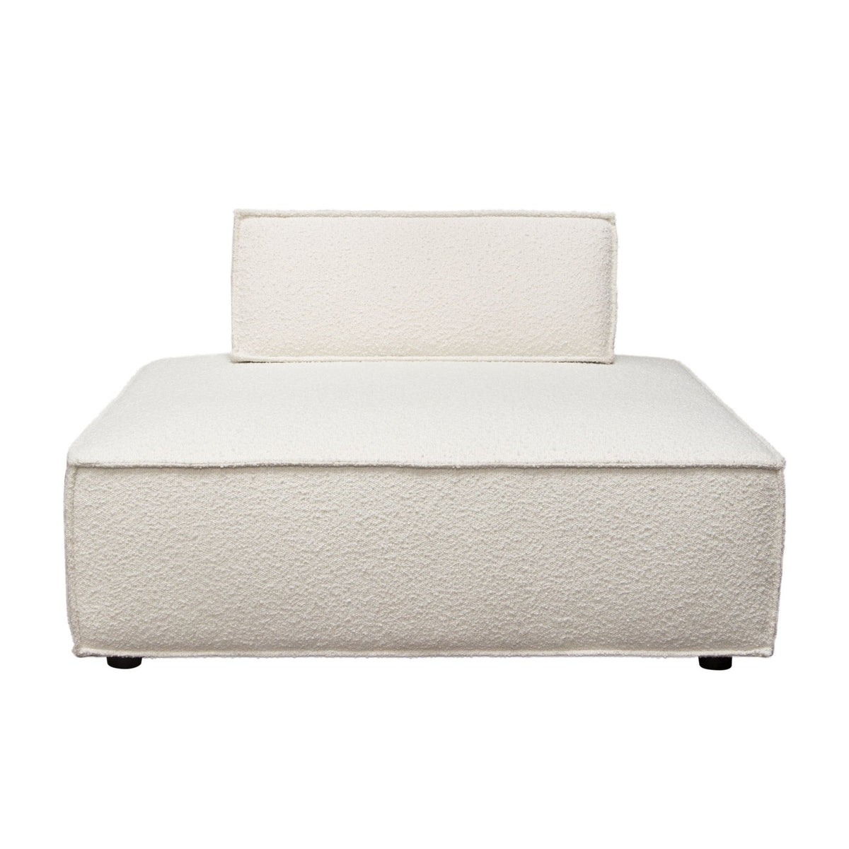Cara Square Modular Lounger In Ivory Boucle Fabric W/ Moveable, Non-skid Backrest