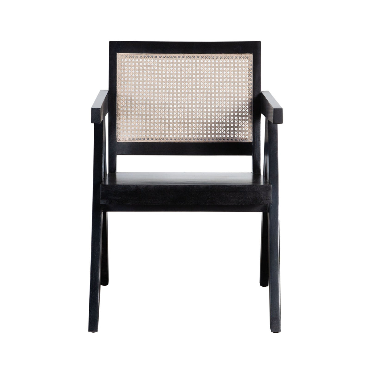 Carter Dining/Accent Chair in Solid Wood Frame in Black Finish w/ Natural Cane Seat Back