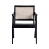 Carter Dining/Accent Chair in Solid Wood Frame in Black Finish w/ Natural Cane Seat Back