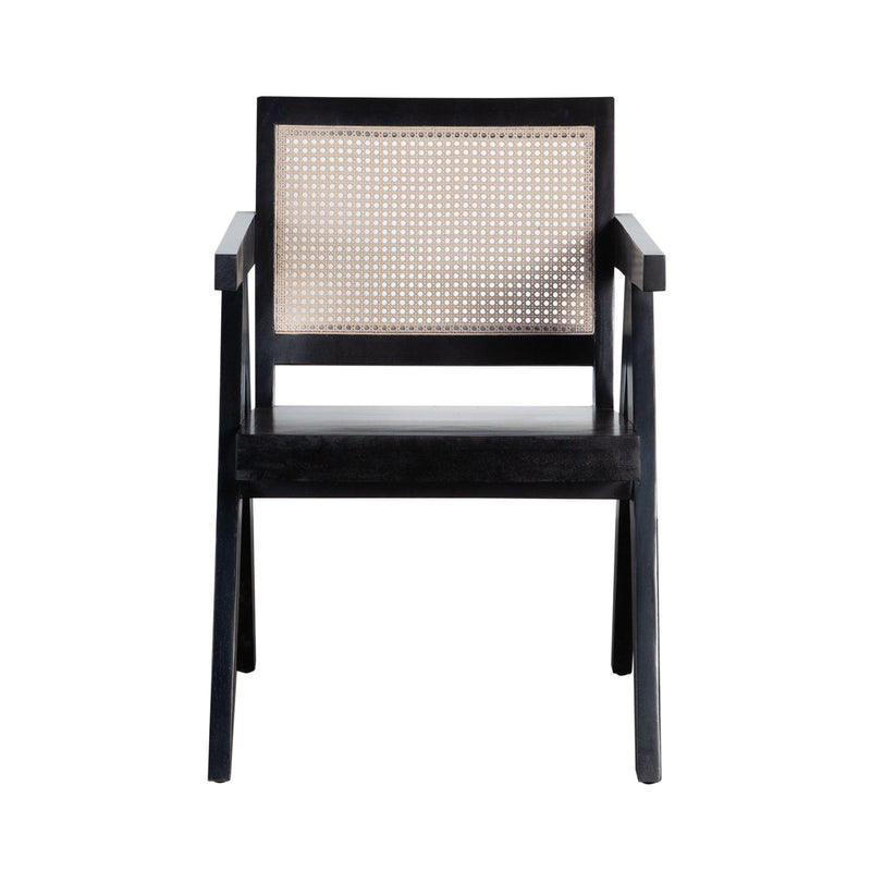 Carter Dining/Accent Chair in Solid Wood Frame in Black Finish w/ Natural Cane Seat Back