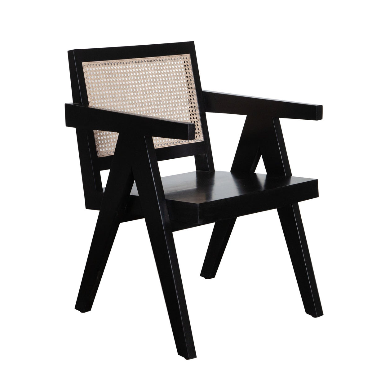Carter Dining/Accent Chair in Solid Wood Frame in Black Finish w/ Natural Cane Seat Back