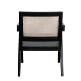 Carter Dining/Accent Chair in Solid Wood Frame in Black Finish w/ Natural Cane Seat Back
